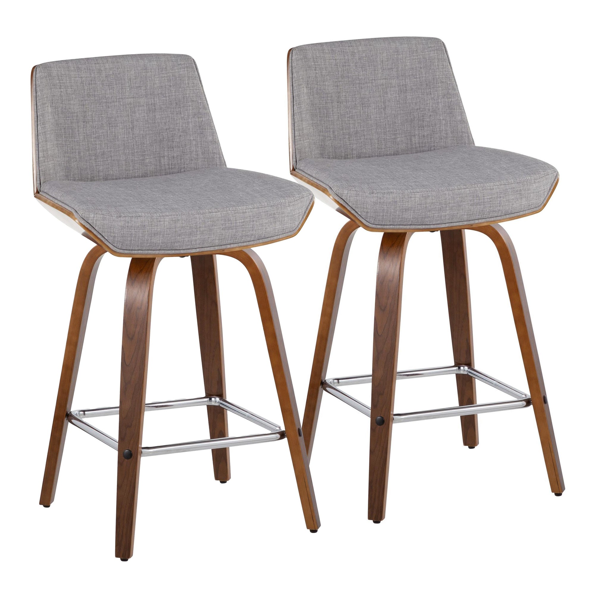 Corazza 26-Inch Mid-Century Modern Light Grey Swivel Counter Stools (Set of 2) 5 Corazza 26-Inch Mid-Century Modern Light Grey Swivel Counter Stools (Set of 2) - Image 5