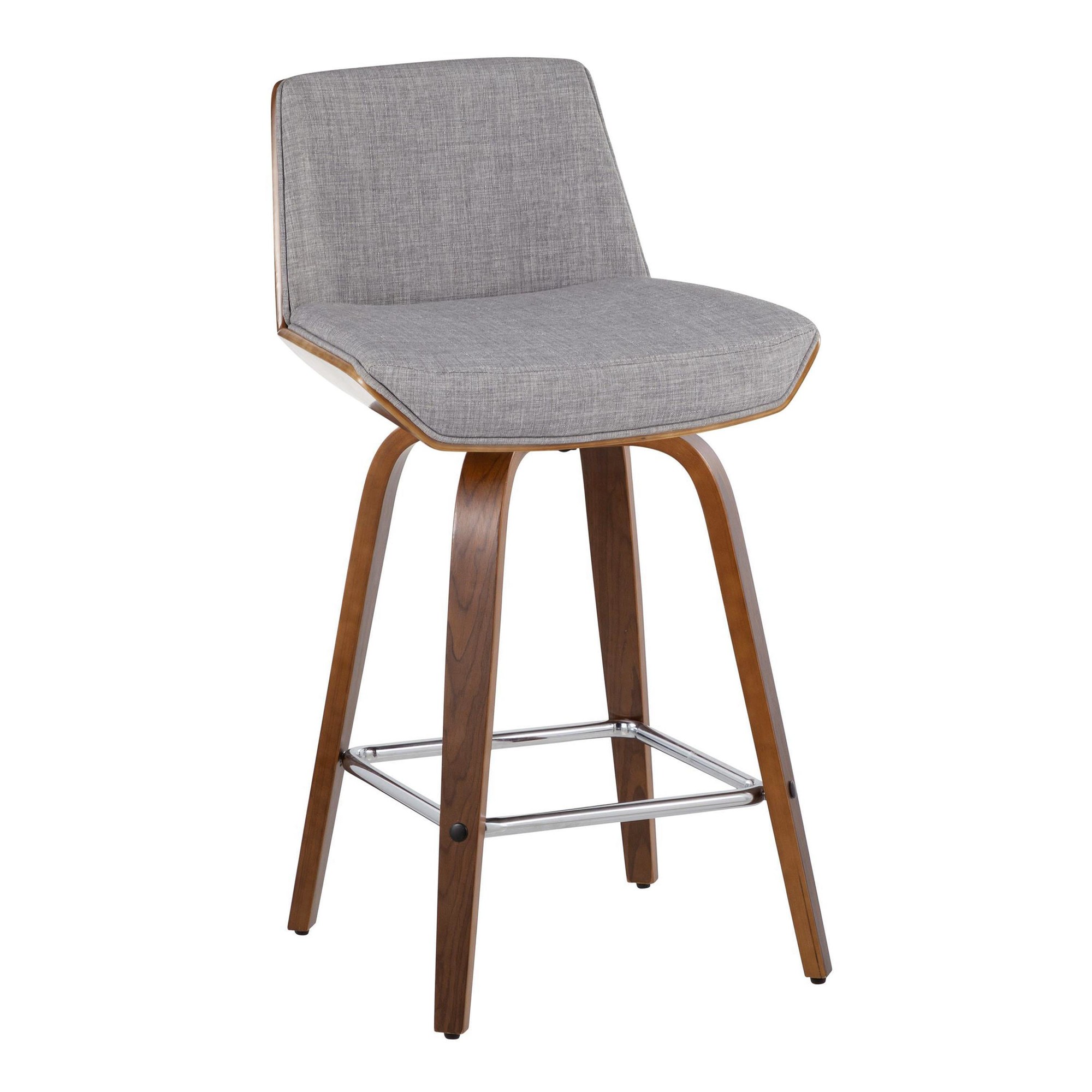 Corazza 26-Inch Mid-Century Modern Light Grey Swivel Counter Stools (Set of 2) 6 Corazza 26-Inch Mid-Century Modern Light Grey Swivel Counter Stools (Set of 2) - Image 6