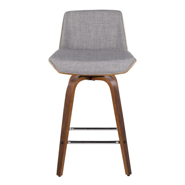 Corazza 26 Inch Mid Century Modern Light Grey Swivel Counter Stools Set of 2 9