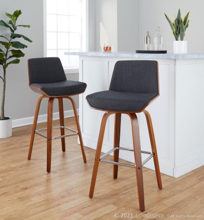 Corazza 30-Inch Mid-Century Modern Swivel Barstools (Set of 2)