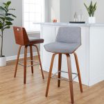 Corazza 30 Mid-Century Modern Swivel Barstool Walnut Light Grey (Set of 2) 14 Corazza 30 Mid-Century Modern Swivel Barstool Walnut Light Grey (Set of 2)