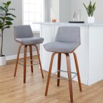 Corazza 30 Mid-Century Modern Swivel Barstool Walnut Light Grey (Set of 2) 13 Corazza 30 Mid-Century Modern Swivel Barstool Walnut Light Grey (Set of 2)