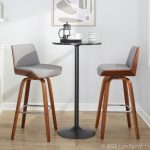 Corazza 30 Mid-Century Modern Swivel Barstool Walnut Light Grey (Set of 2) 15 Corazza 30 Mid-Century Modern Swivel Barstool Walnut Light Grey (Set of 2)