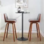 Corazza 30 Mid-Century Modern Swivel Barstool Walnut Light Grey (Set of 2) 16 Corazza 30 Mid-Century Modern Swivel Barstool Walnut Light Grey (Set of 2)