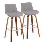 Corazza 30 Mid-Century Modern Swivel Barstool Walnut Light Grey (Set of 2) 17 Corazza 30 Mid-Century Modern Swivel Barstool Walnut Light Grey (Set of 2)