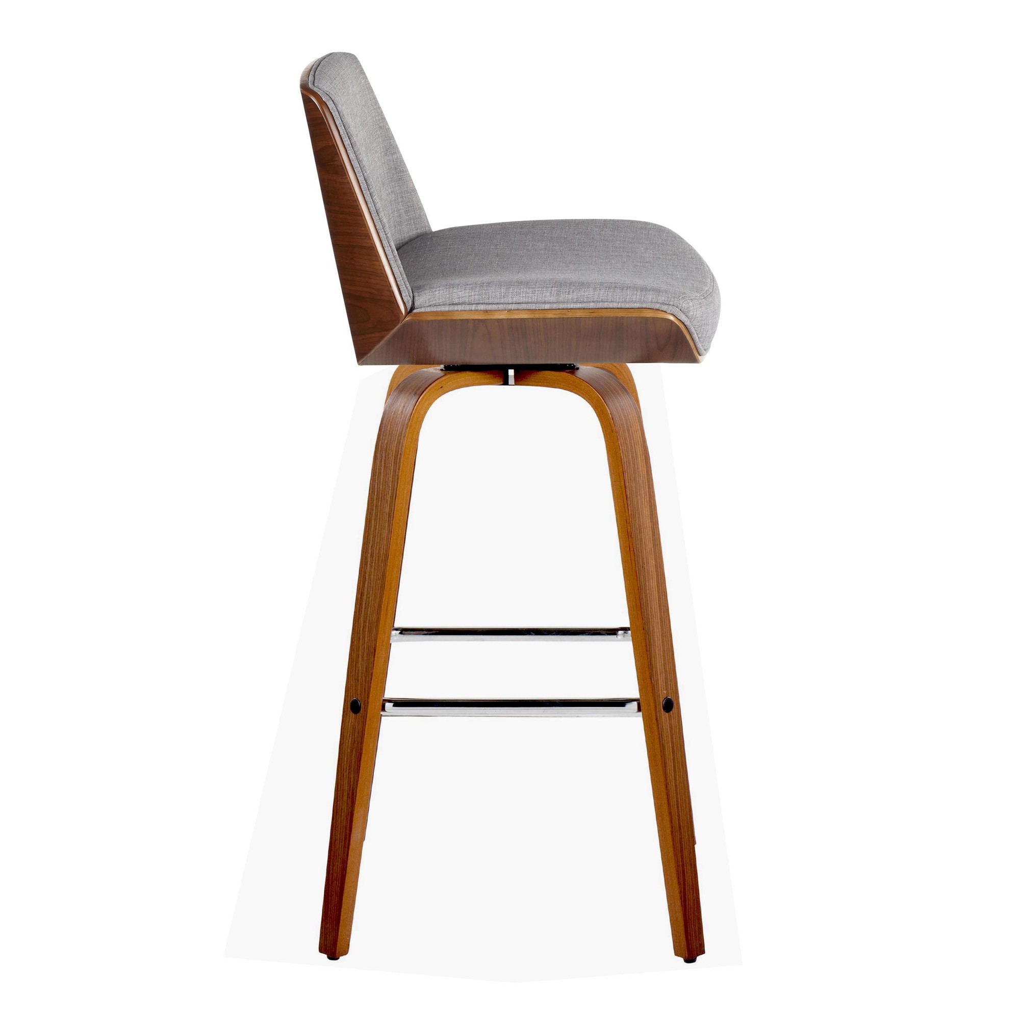 Corazza 30 Mid-Century Modern Swivel Barstool Walnut Light Grey (Set of 2) 7 Corazza 30 Mid-Century Modern Swivel Barstool Walnut Light Grey (Set of 2) - Image 7