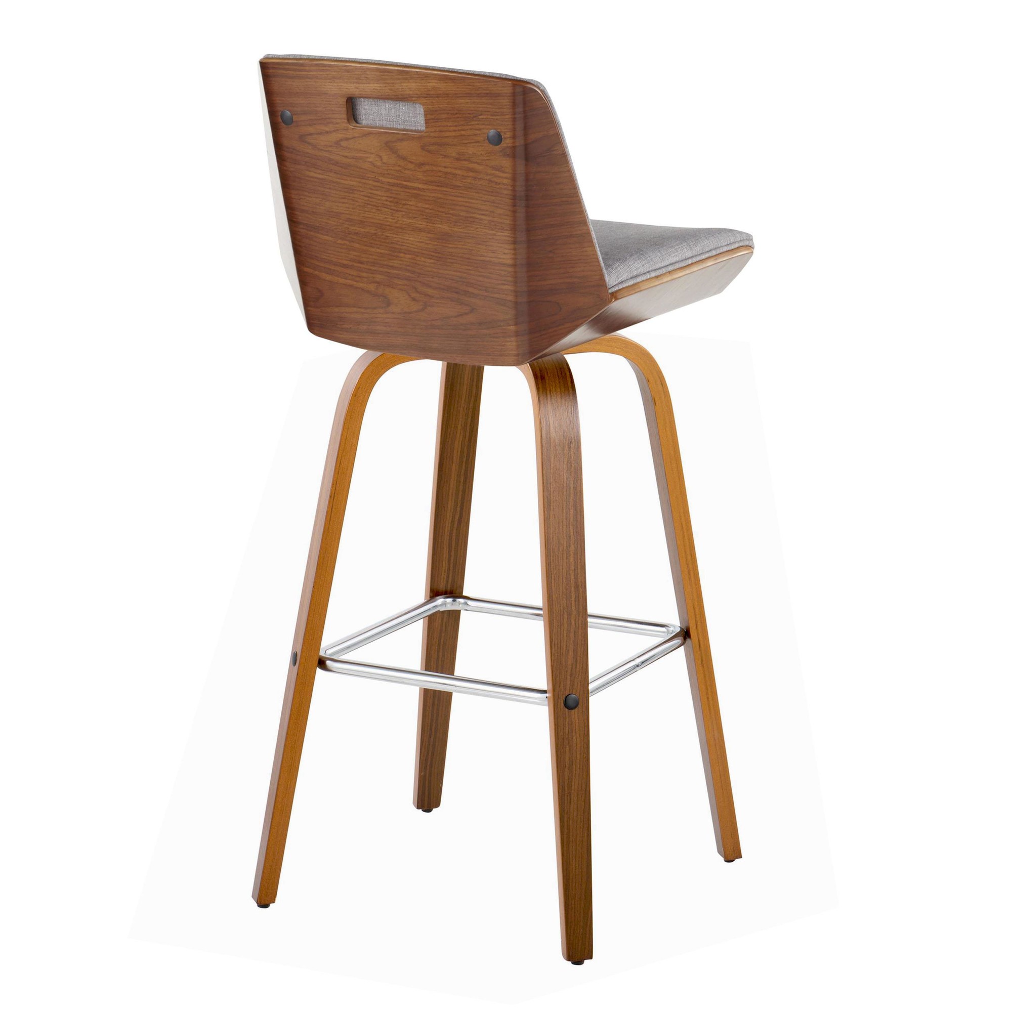 Corazza 30 Mid-Century Modern Swivel Barstool Walnut Light Grey (Set of 2) 8 Corazza 30 Mid-Century Modern Swivel Barstool Walnut Light Grey (Set of 2) - Image 8