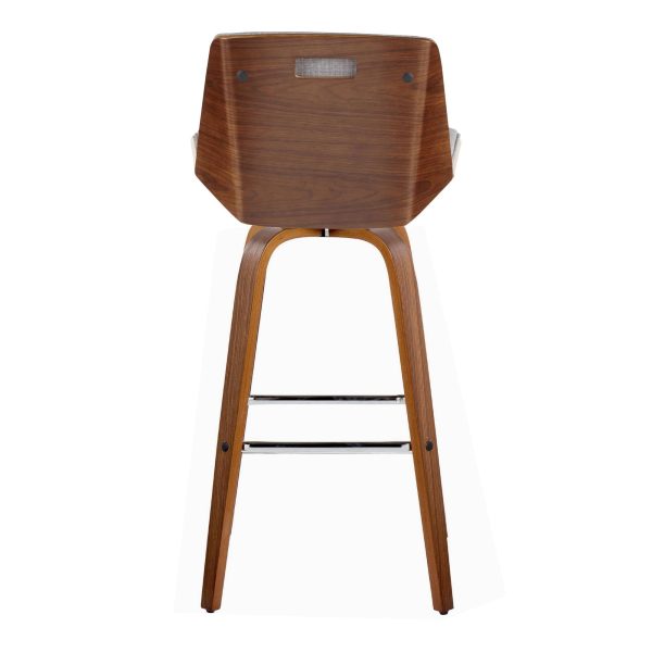 Corazza 30 Mid Century Modern Swivel Barstool Walnut Light Grey Set of 2 8