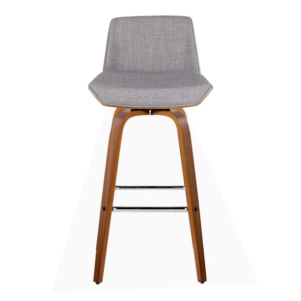 Corazza 30 Mid Century Modern Swivel Barstool Walnut Light Grey Set of 2 9