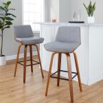 Corazza 30 Mid-Century Modern Walnut and Grey Barstool (Set of 2) 14 Corazza 30 Mid-Century Modern Walnut and Grey Barstool (Set of 2)