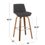 Corazza 30 Mid-Century Modern Walnut and Grey Barstool (Set of 2) 23 Corazza 30 Mid-Century Modern Walnut and Grey Barstool (Set of 2)