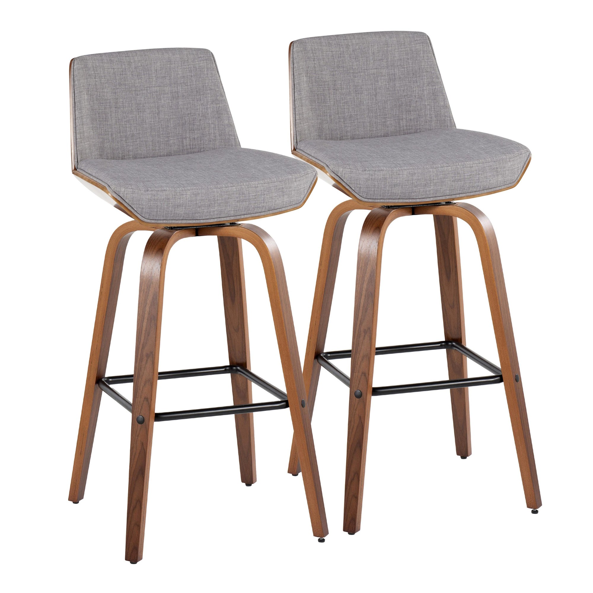 Corazza 30 Mid-Century Modern Walnut and Grey Barstool (Set of 2) 5 Corazza 30 Mid-Century Modern Walnut and Grey Barstool (Set of 2) - Image 5