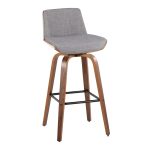 Corazza 30 Mid-Century Modern Walnut and Grey Barstool (Set of 2) 18 Corazza 30 Mid-Century Modern Walnut and Grey Barstool (Set of 2)