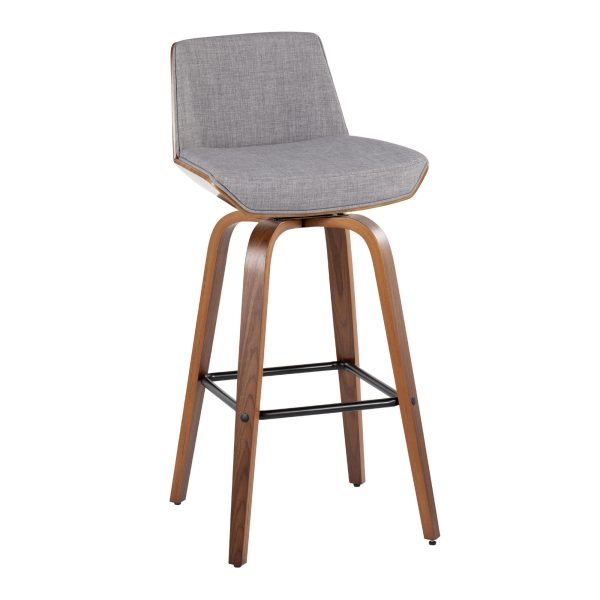 Corazza 30 Mid Century Modern Walnut and Grey Barstool Set of 2 5
