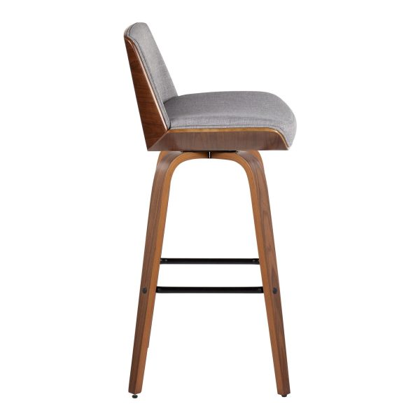 Corazza 30 Mid Century Modern Walnut and Grey Barstool Set of 2 6