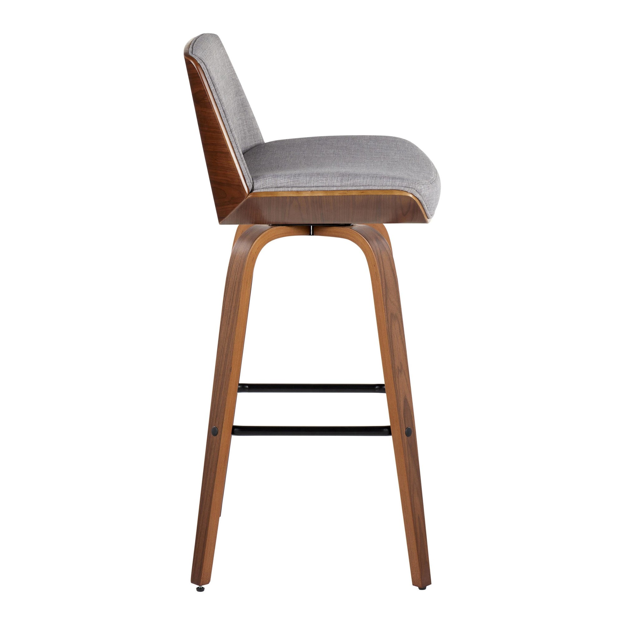 Corazza 30 Mid-Century Modern Walnut and Grey Barstool (Set of 2) 7 Corazza 30 Mid-Century Modern Walnut and Grey Barstool (Set of 2) - Image 7