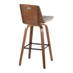 Corazza 30 Mid-Century Modern Walnut and Grey Barstool (Set of 2) 20 Corazza 30 Mid-Century Modern Walnut and Grey Barstool (Set of 2)