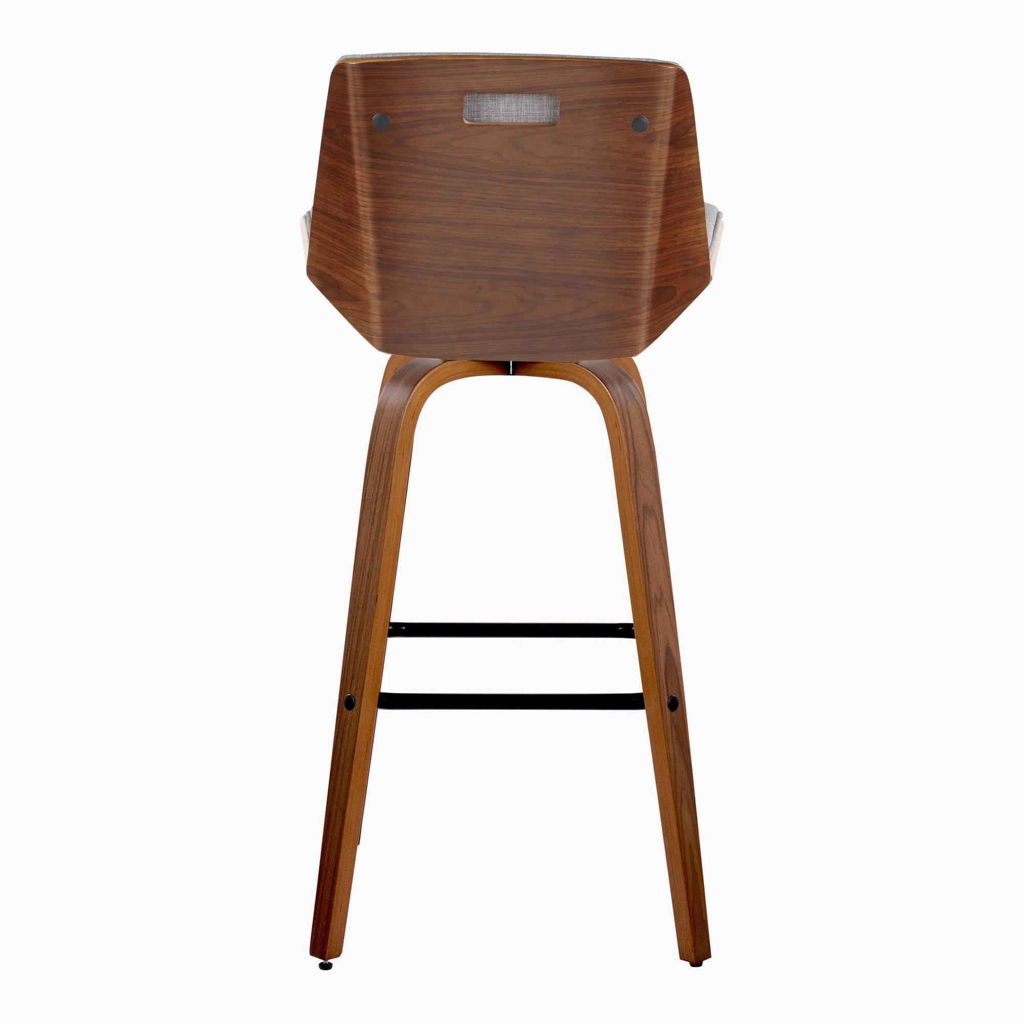 Corazza 30 Mid-Century Modern Walnut and Grey Barstool (Set of 2) 9 Corazza 30 Mid-Century Modern Walnut and Grey Barstool (Set of 2) - Image 9