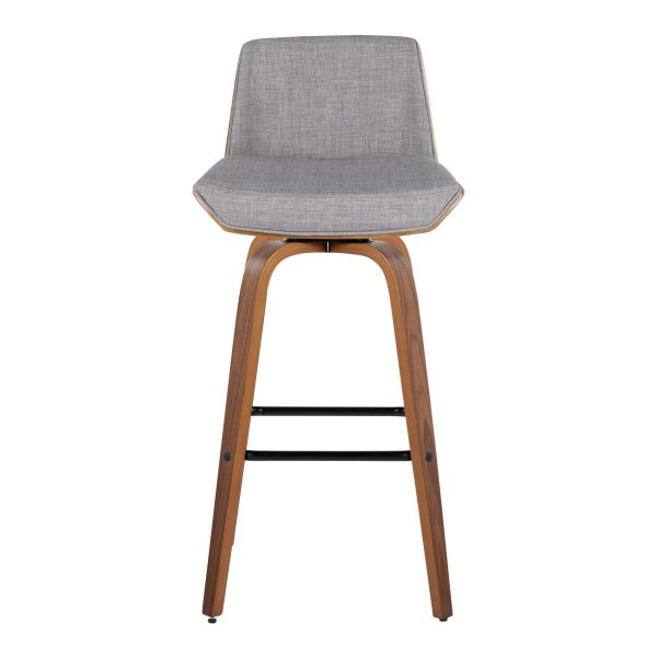 Corazza 30 Mid Century Modern Walnut and Grey Barstool Set of 2 9
