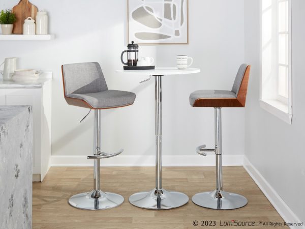 Corazza Light Grey Mid Century Modern Swivel Barstool Set of 2 1