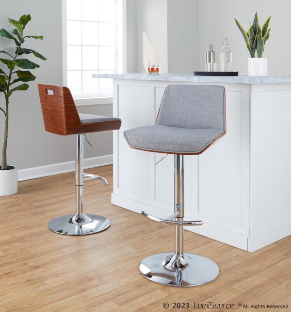 Corazza Light Grey Mid Century Modern Swivel Barstool Set of 2 2