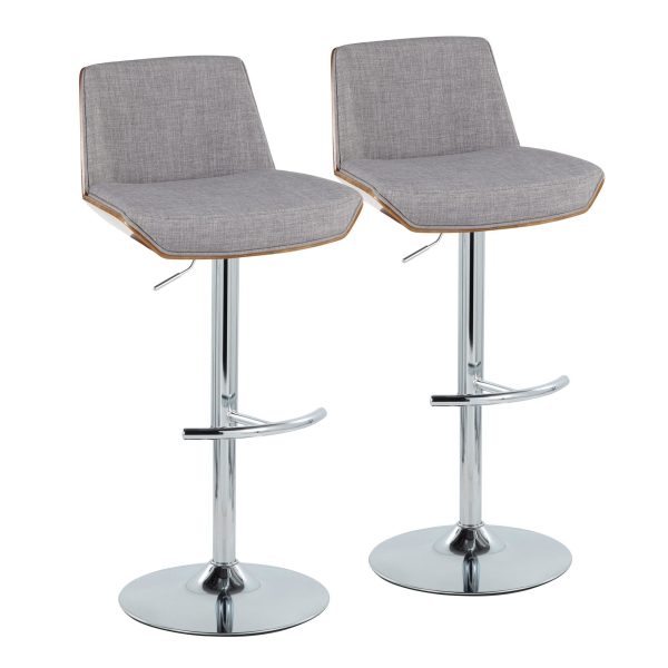 Corazza Light Grey Mid Century Modern Swivel Barstool Set of 2 3