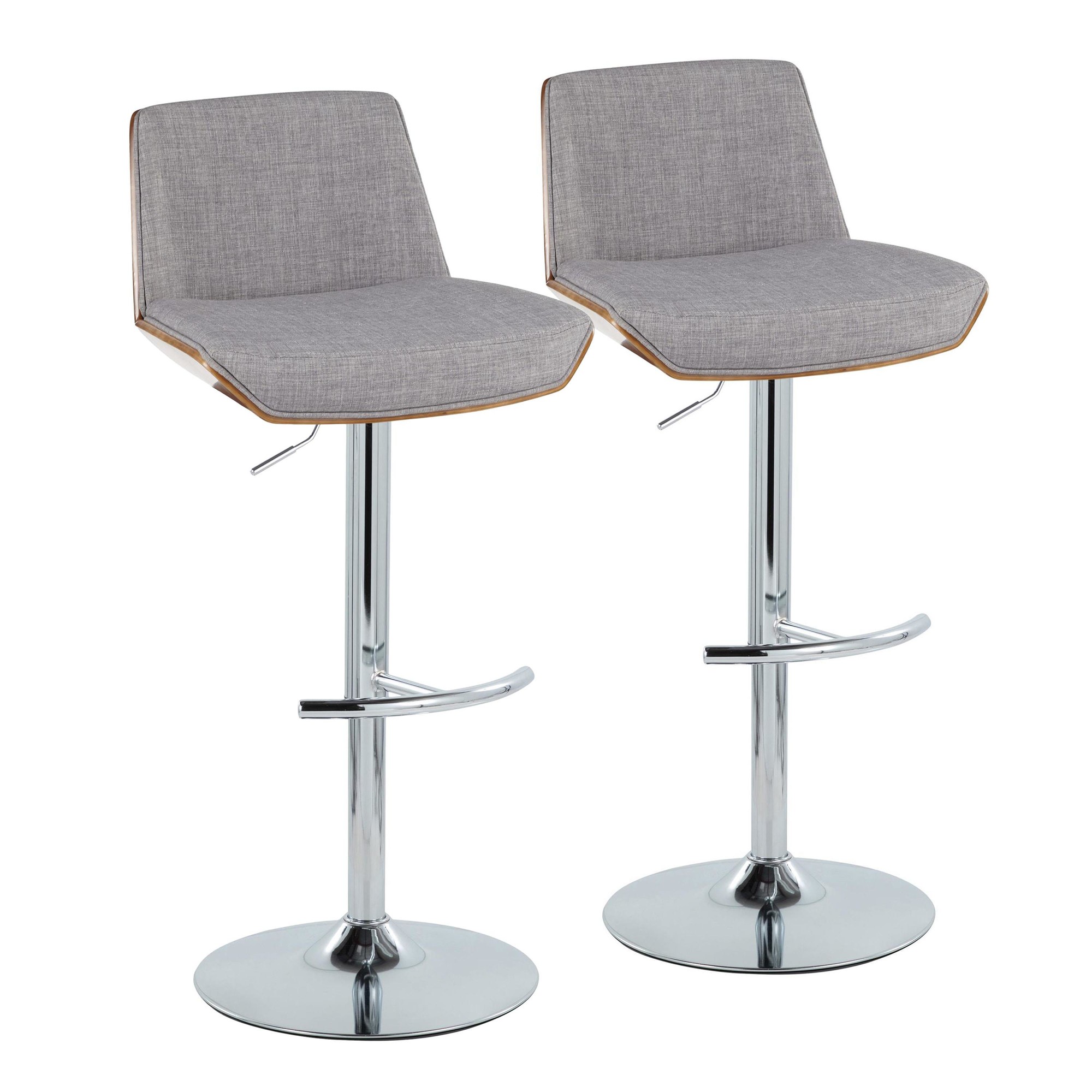 Corazza Light Grey Mid-Century Modern Swivel Barstool (Set of 2) 4 Corazza Light Grey Mid-Century Modern Swivel Barstool (Set of 2) - Image 4