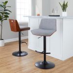 Corazza Mid-Century Modern Swivel Barstool Black/Walnut/Grey (Set of 2) 13 Corazza Mid-Century Modern Swivel Barstool Black/Walnut/Grey (Set of 2)
