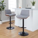 Corazza Mid-Century Modern Swivel Barstool Black/Walnut/Grey (Set of 2) 12 Corazza Mid-Century Modern Swivel Barstool Black/Walnut/Grey (Set of 2)