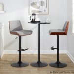 Corazza Mid-Century Modern Swivel Barstool Black/Walnut/Grey (Set of 2) 14 Corazza Mid-Century Modern Swivel Barstool Black/Walnut/Grey (Set of 2)