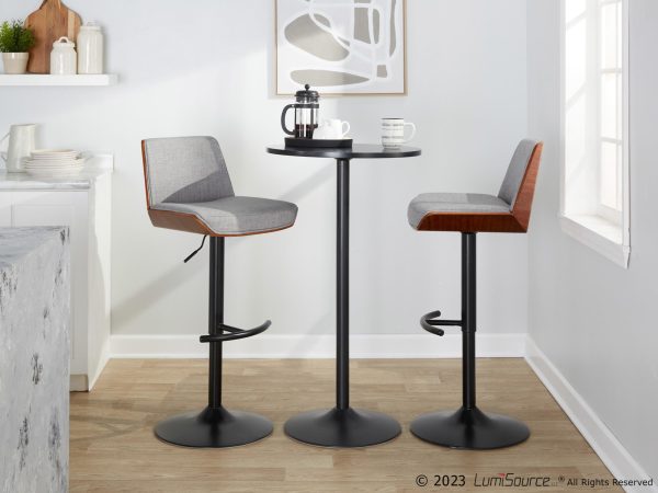 Corazza Mid Century Modern Swivel Barstool BlackWalnutGrey Set of 2 2