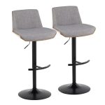 Corazza Mid-Century Modern Swivel Barstool Black/Walnut/Grey (Set of 2) 15 Corazza Mid-Century Modern Swivel Barstool Black/Walnut/Grey (Set of 2)