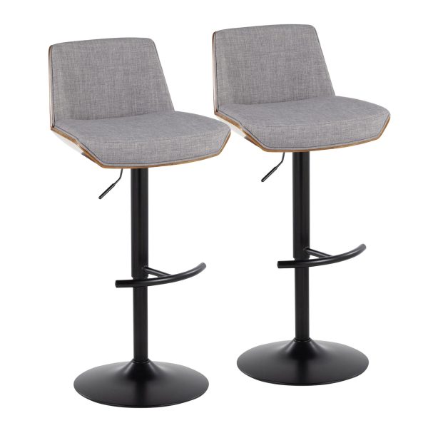 Corazza Mid Century Modern Swivel Barstool BlackWalnutGrey Set of 2 3