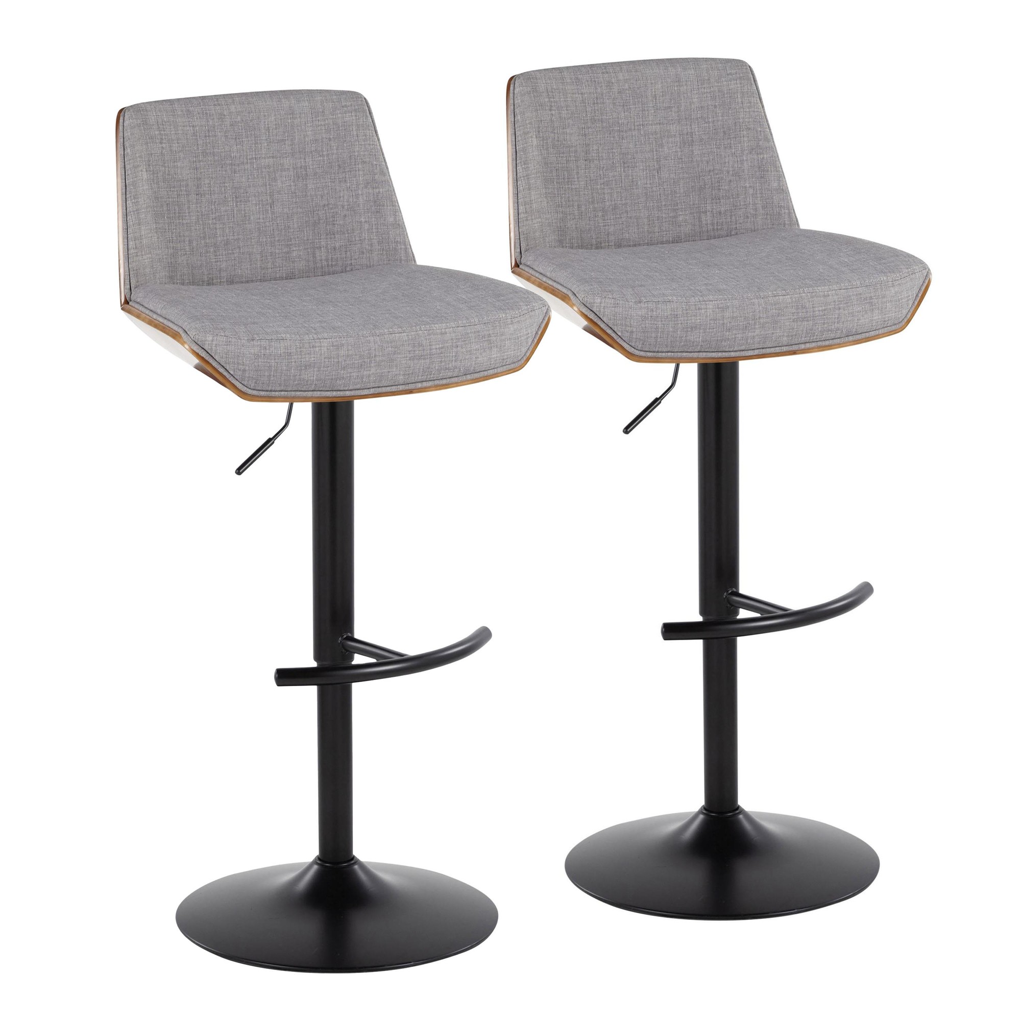 Corazza Mid-Century Modern Swivel Barstool Black/Walnut/Grey (Set of 2) 4 Corazza Mid-Century Modern Swivel Barstool Black/Walnut/Grey (Set of 2) - Image 4
