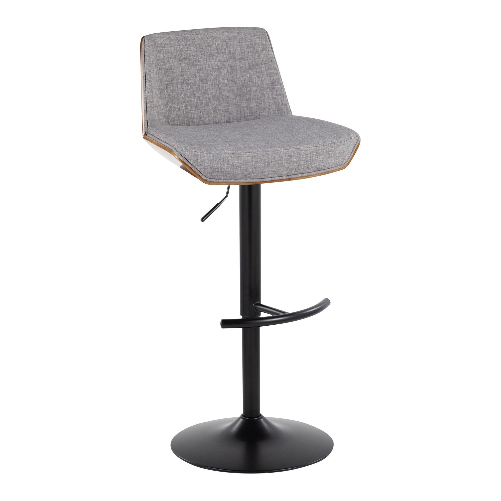 Corazza Mid-Century Modern Swivel Barstool Black/Walnut/Grey (Set of 2) 5 Corazza Mid-Century Modern Swivel Barstool Black/Walnut/Grey (Set of 2) - Image 5