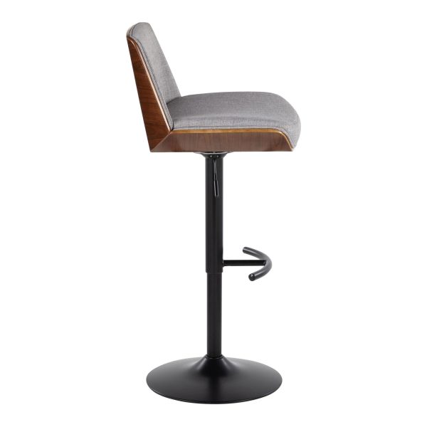 Corazza Mid Century Modern Swivel Barstool BlackWalnutGrey Set of 2 5