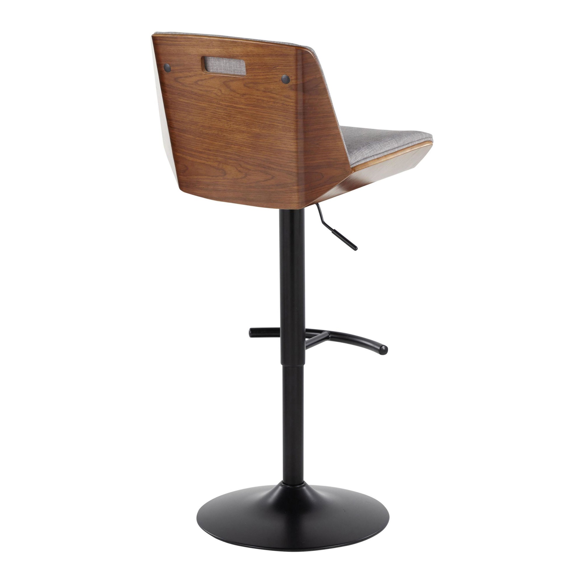 Corazza Mid-Century Modern Swivel Barstool Black/Walnut/Grey (Set of 2) 7 Corazza Mid-Century Modern Swivel Barstool Black/Walnut/Grey (Set of 2) - Image 7