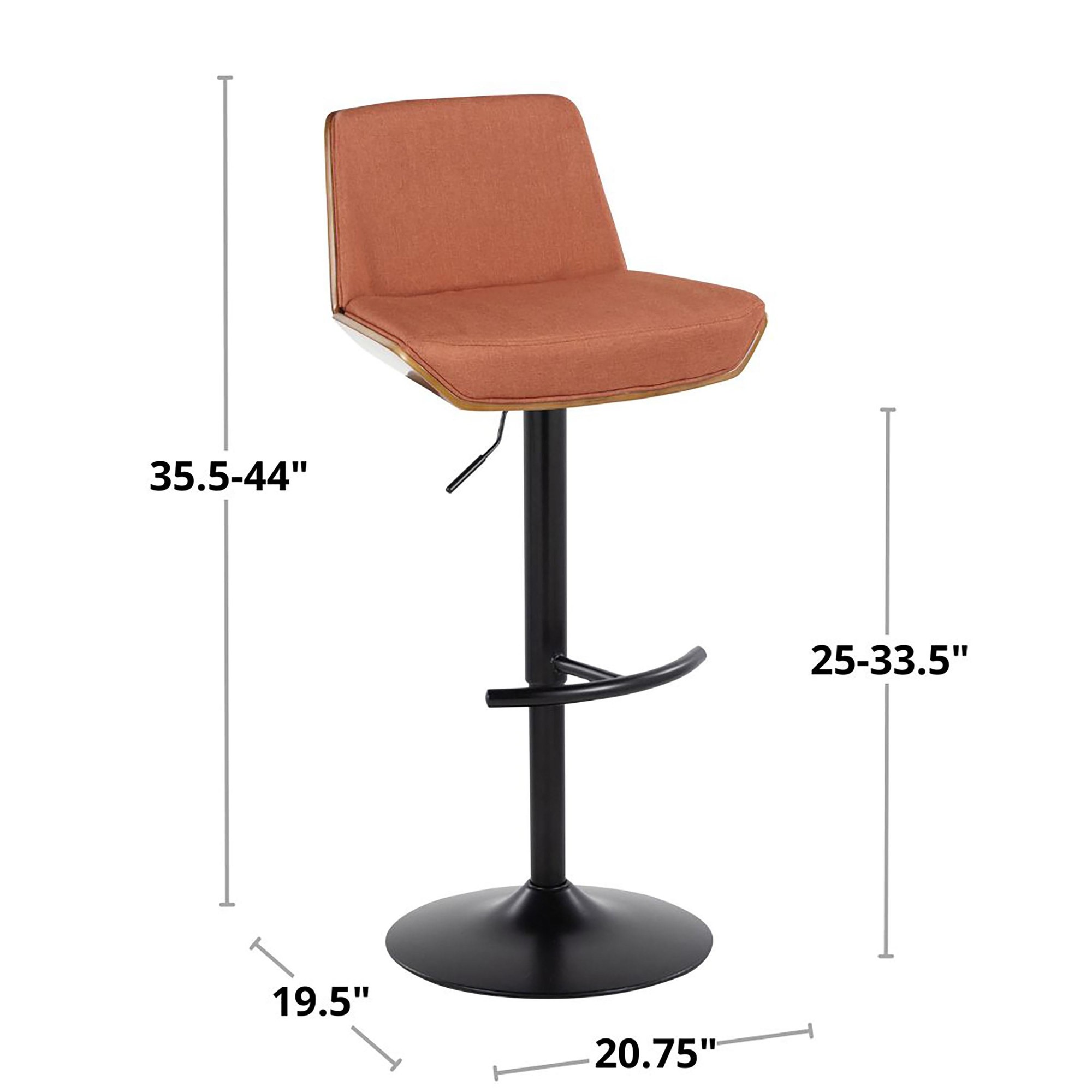 Corazza Mid-Century Modern Swivel Barstool Black/Walnut/Grey (Set of 2) 10 Corazza Mid-Century Modern Swivel Barstool Black/Walnut/Grey (Set of 2) - Image 10