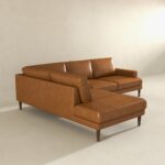Left-Facing Tan Leather Sectional Sofa with Plush Cushions 10 Left-Facing Tan Leather Sectional Sofa with Plush Cushions
