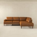 Right-Facing Tan Leather Sectional Sofa with Modern Design 8 Right-Facing Tan Leather Sectional Sofa with Modern Design