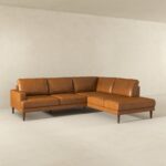 Right-Facing Tan Leather Sectional Sofa with Modern Design 9 Right-Facing Tan Leather Sectional Sofa with Modern Design