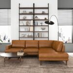 Right-Facing Tan Leather Sectional Sofa with Modern Design 11 Right-Facing Tan Leather Sectional Sofa with Modern Design