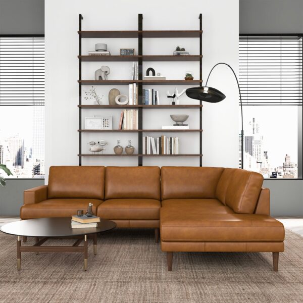 CorbinRight FacingTanLeatherSectionalSofa 5