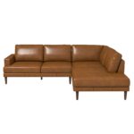 Right-Facing Tan Leather Sectional Sofa with Modern Design 7 Right-Facing Tan Leather Sectional Sofa with Modern Design