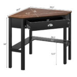 Corner Black Wooden Laptop Desk with Drawer and Shelves 61 Corner Black Wooden Laptop Desk with Drawer and Shelves
