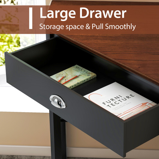 Corner Black Wooden Laptop Desk with Drawer and Shelves 20 Corner Black Wooden Laptop Desk with Drawer and Shelves - Image 20