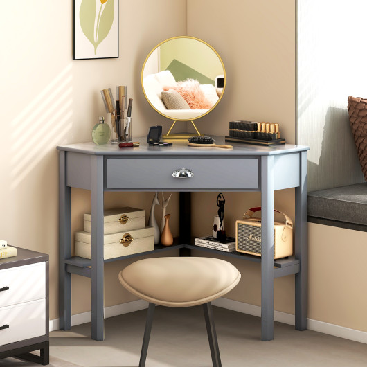 Corner Black Wooden Laptop Desk with Drawer and Shelves 23 Corner Black Wooden Laptop Desk with Drawer and Shelves - Image 23