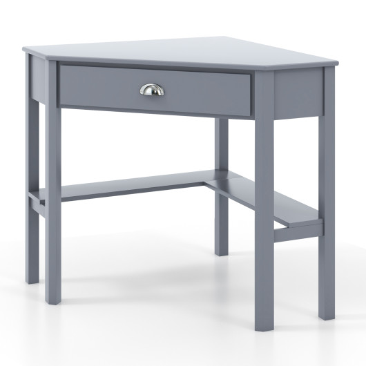 Corner Black Wooden Laptop Desk with Drawer and Shelves 24 Corner Black Wooden Laptop Desk with Drawer and Shelves - Image 24