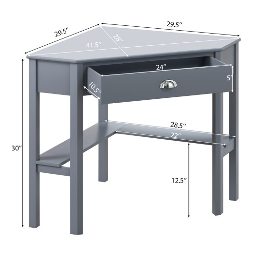 Corner Black Wooden Laptop Desk with Drawer and Shelves 26 Corner Black Wooden Laptop Desk with Drawer and Shelves - Image 26