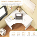 Corner Computer Desk with Adjustable Shelf and Arc-Shaped Design